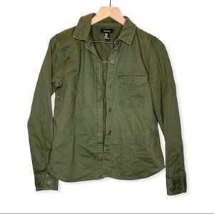 Forever 21 Button Shirt Jacket Green Small Utility Army
